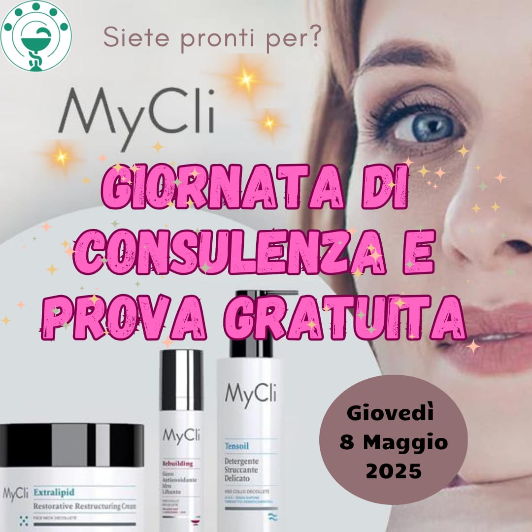 Giovedi’ 8 Maggio 2025 CONSULENZA e PROVA GRATUITA protocolli MYCLI. Il trattamento dura circa 40 minuti e verrà personalizzato in base alle tue esigenze, in compagnia della nostra Beauty Sonia.